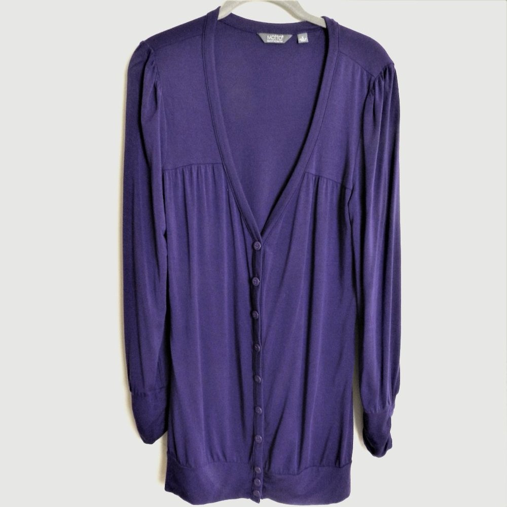 Motto Purple  Long Sleeve Cardigan